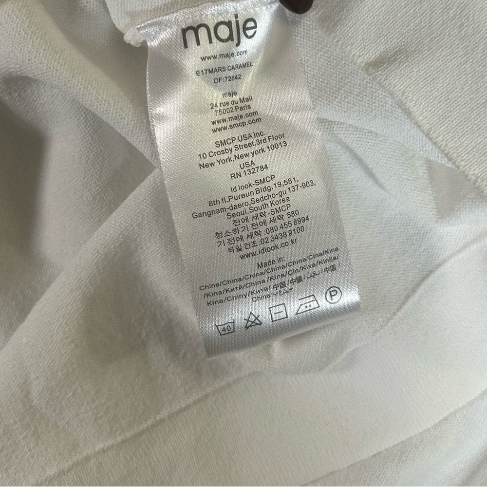 Maje Monica red and white pleated bell sleeve sweater - Picture 6 of 12